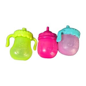 Baby Alive 3 Piece Baby Bottle Sippy Cup Doll Replacement Feeding Lot